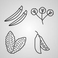 Vegetable Line Icons Set Isolated On White Outline Symbols Vegetable vector