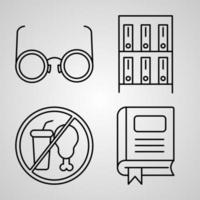 Set of Vector Line Icons of Library