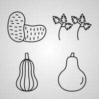 Conjunto de ilustración de iconos vegetales aislado sobre fondo blanco. vector