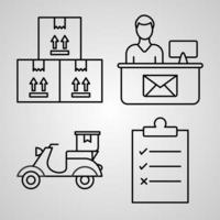 Set of Post Office Icons Illustration Isolated on White Background vector