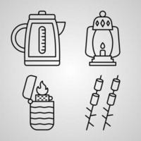 Camping Line Icon Set Vector Symbol in Trendy Outline Style