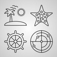 conjunto de iconos de diseño plano de línea delgada de marinero vector