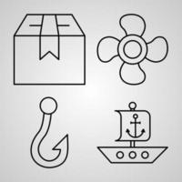 Outline Sailor Icons isolated on White Background vector