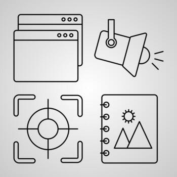 símbolo de elementos básicos sobre fondo blanco iconos de contorno de elementos básicos vector