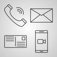 Set of Vector Line Icons of Communication