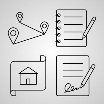 conjunto de iconos de líneas vectoriales de elementos básicos vector