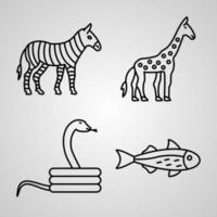 Simple Icon Set of Animals Related Line Icons vector