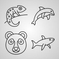 Set of Thin Line Flat Design Icons of Animals vector