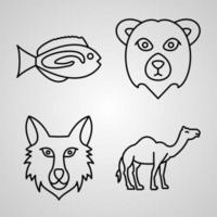 Collection of Animals Symbols in Outline Style vector