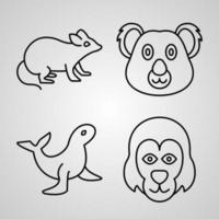 colección de símbolos de animales sobre fondo blanco iconos de contorno de animales vector