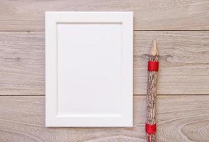 Nature garden retro wood vintage table white frame mock up pencil photo