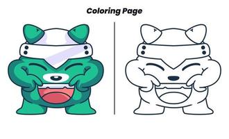 lindo monstruo con página para colorear vector