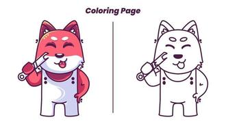 cute mechanical fox with coloring pages suitable for kids vector