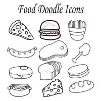 Hand drawn food doodle icons vector