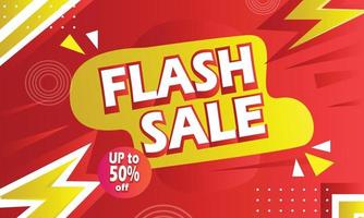 modern red yellow flash sale banner vector