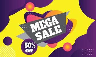 banner colorful background cheerful mega sale discount vector