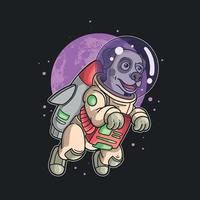 astronaut dog flying in the galaxy vector