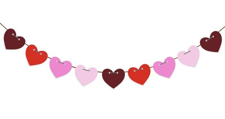 Party Background with Heart Shaped Flags Vector Illustration
