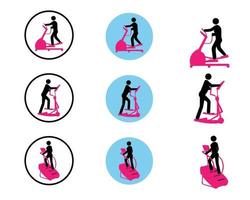 Icon Women Exercises Cardio Gym vector