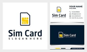 Sim card line icon, logo outline vector sign with business card