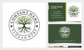 Tree of life logo, badge nature tree illustration with business card vector