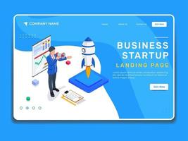 Business startup landing page illustration template.