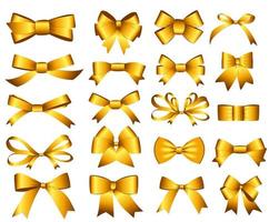 Gold Ribbon and Bow Set for Your Design. Vector illustration