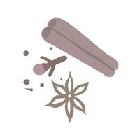 Spices for mulled wine, cinnamon, cloves, cardamom vector
