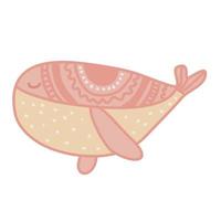 ballena de dibujos animados lindo en diseño scandi de vivero vector