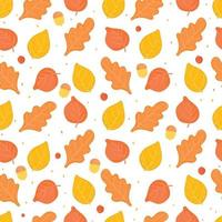 Autumn Leaves seamless pattern. vector background with plant.