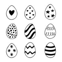 Pascua conjunto de ilustraciones de huevos de doodle aisladas sobre fondo blanco. vector