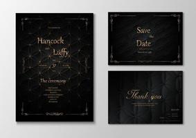 Wedding invitation card luxury background with black and gold vector