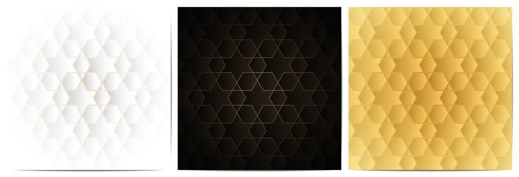 Geometric pattern with polygonal shape and golden lines vector