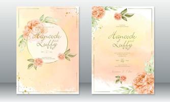 Wedding invitation card template elegant with golden frame vector