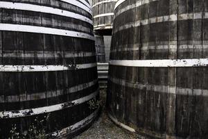 Old rusty wooden barrels photo