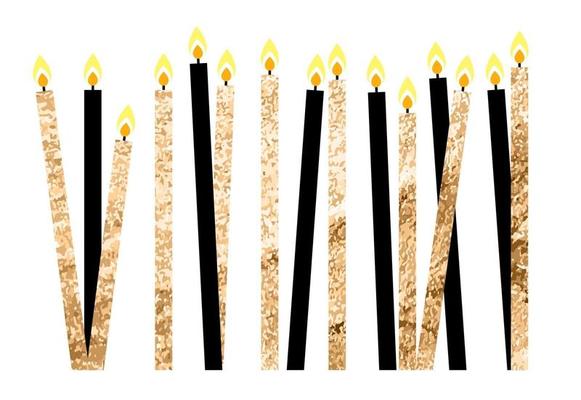 Color Glossy Happy Birthday Candles Vector Illustration