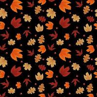 Autumn Natural Leaves Seamless Pattern Background. Vector Illustration