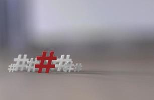 Grupo de icono de hashtag aislado sobre fondo blanco. Ilustración 3d. foto