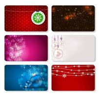 conjunto de tarjetas con bolas de navidad, estrellas y copos de nieve, vector