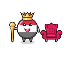 Mascot cartoon of yemen flag badge as a king vector