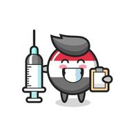 Mascot Illustration of yemen flag badge as a doctor vector