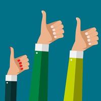 Flat Design Thumbs Up Background . Vector Illustration