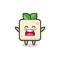 cute tofu mascot with a yawn expression vector