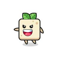 tofu cartoon with very excited pose vector