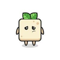the lazy gesture of tofu cartoon character vector