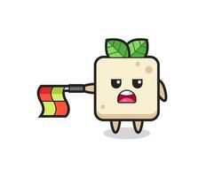 tofu character as line judge hold the flag straight horizontally vector