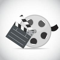 Abstract Cinema Clapper and Reel Flat Symbol Icon vector