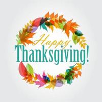 Happy Thanksgiving Day Background with Shiny Autumn Natural Leaves vector