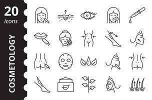 Cosmetology related line icons set. Editable strokes. vector