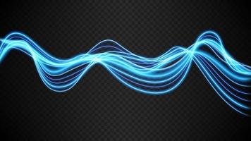 Abstract Blue Wavy Line of light with a transparent background vector